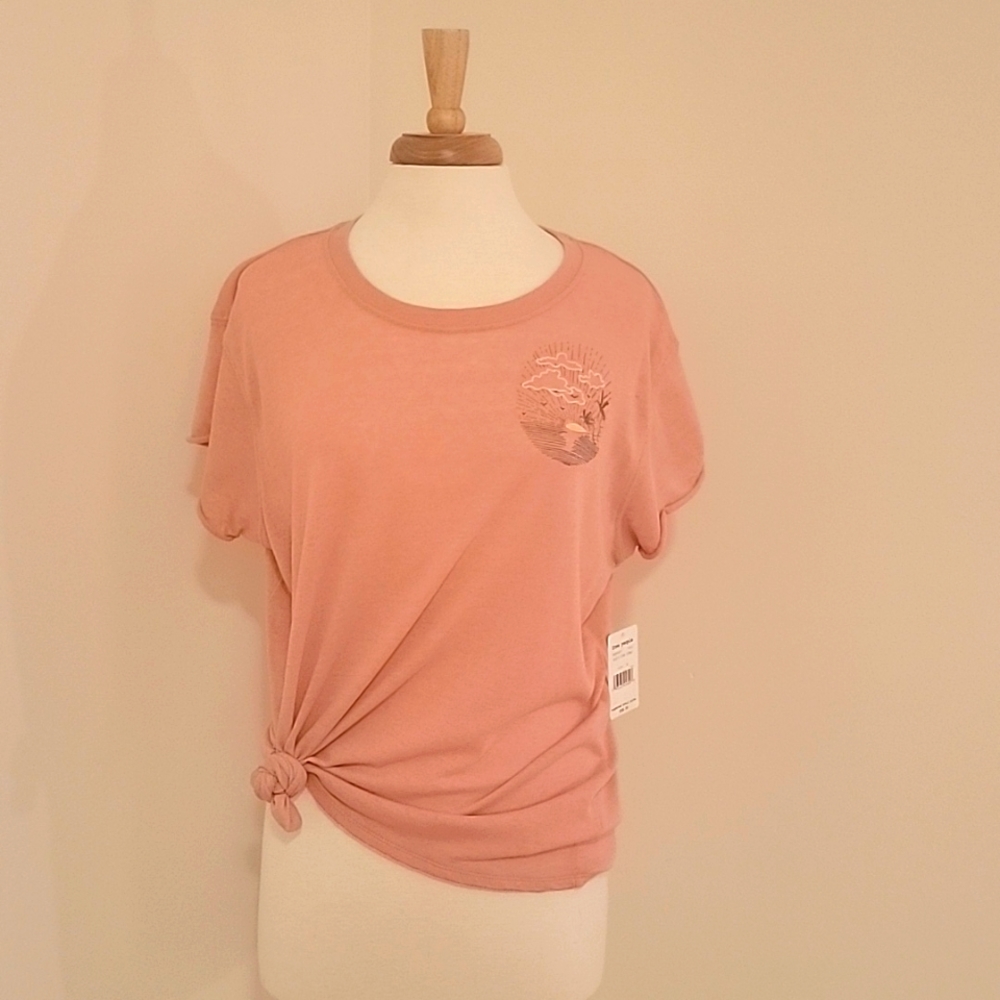 Free People Dusty Pink Sunset Beach Short Sleeve Tee Size M